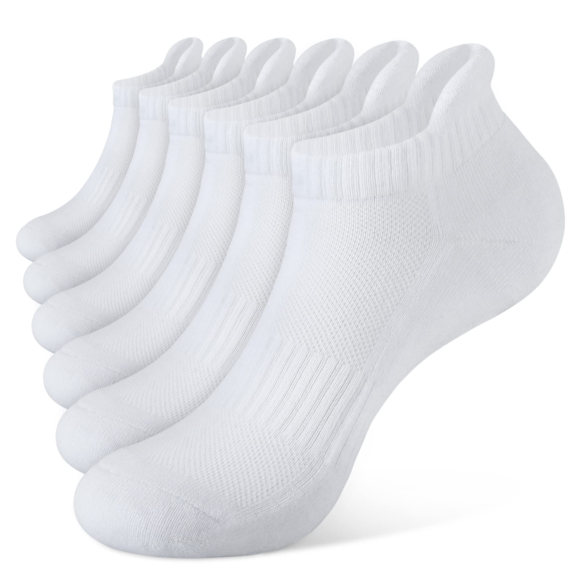 【送料無料】[CLOSEMATE] 靴下 メンズ ソックス くるぶし スポーツ アンクル ソックス ブラック スニーカー 防臭吸汗 吸湿通気 綿 蒸れない 四季適用 6足組 色：4 ホワイト*6、サイズ：M