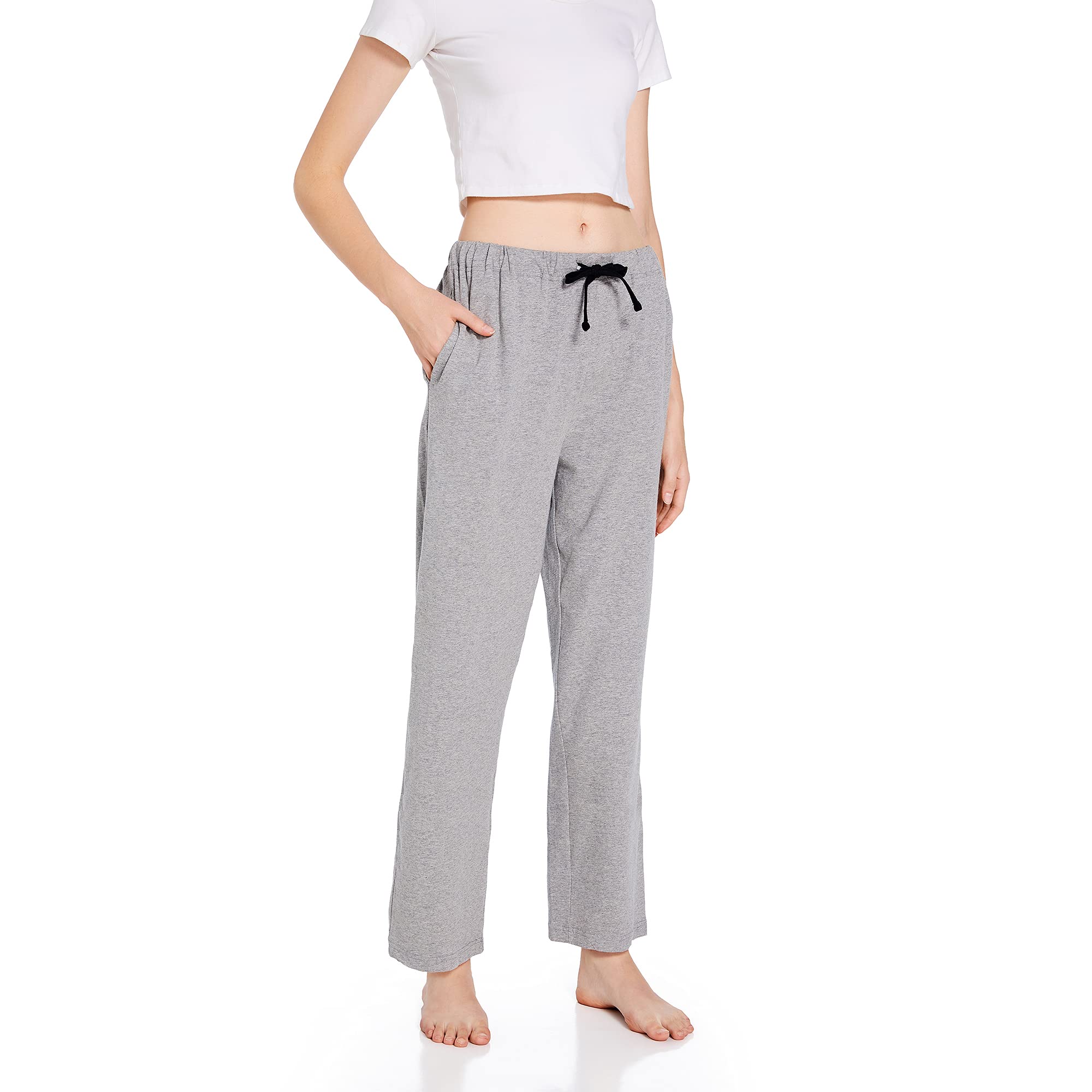 【送料無料】[Vulcanodon] ルムパンツ 綿95％ レディース パジャマ 夏 薄手 ルームウェアボトムス 肌に優しい 吸汗 通気 部屋着 快眠 レディース 色：グレー、サイズ：XL