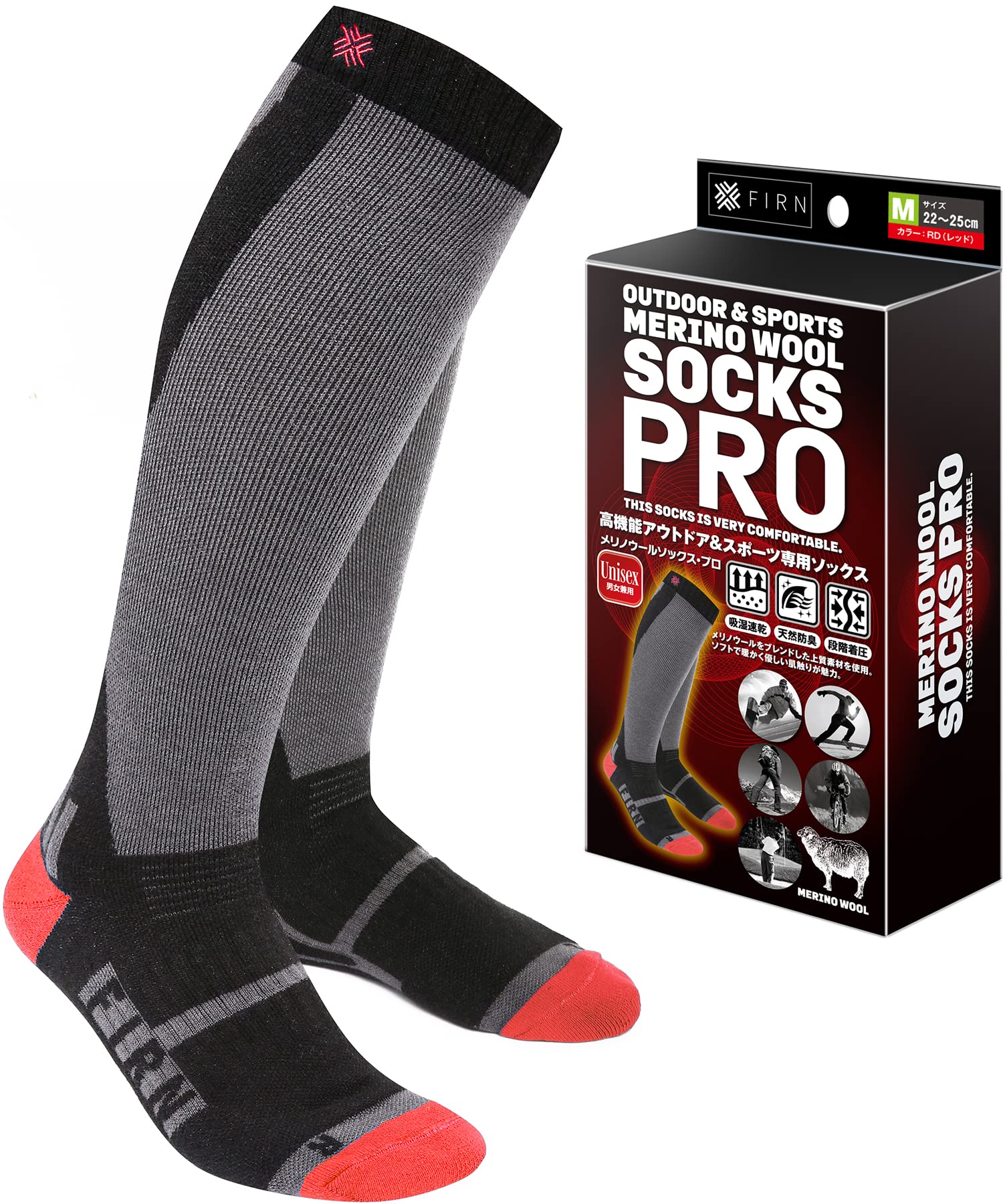 【送料無料】[FIRN] フィルン スノーボード ソックス メリノウール ソックス プロ スキー アウトドア ..