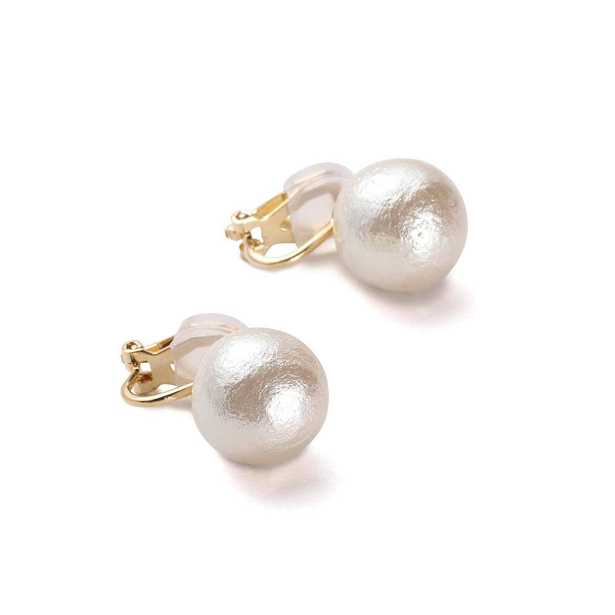 【送料無料】コットンパール イヤリング 真珠 選べる3カラー&4サイズ ブランド3年 色:ライトベージュ