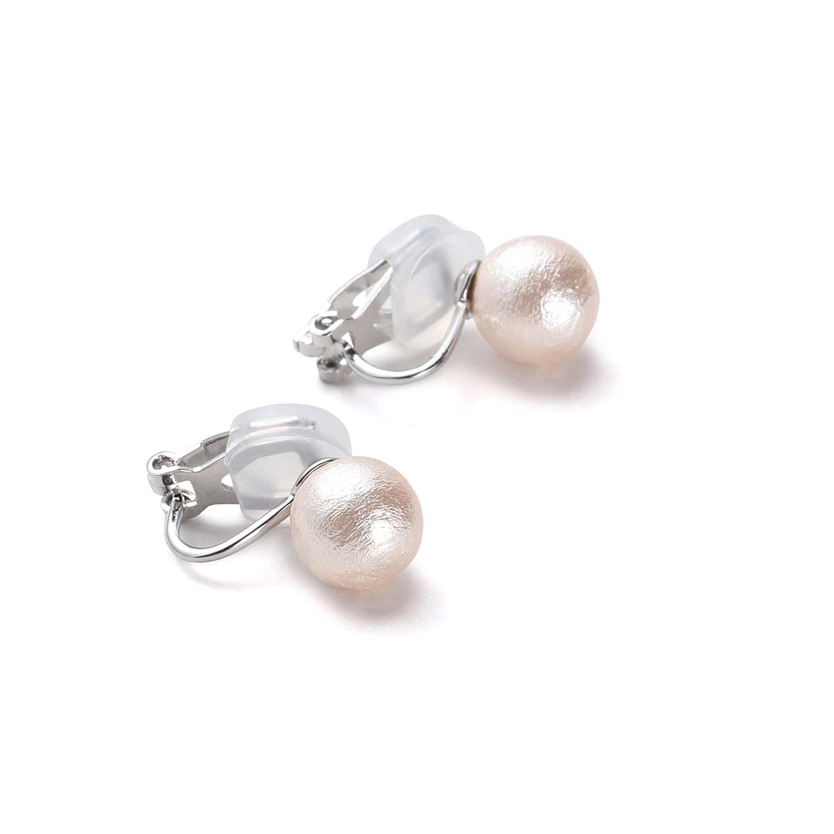 【送料無料】コットンパール イヤリング 真珠 選べる3カラー＆4サイズ ブランド3年 色：ライトピンク