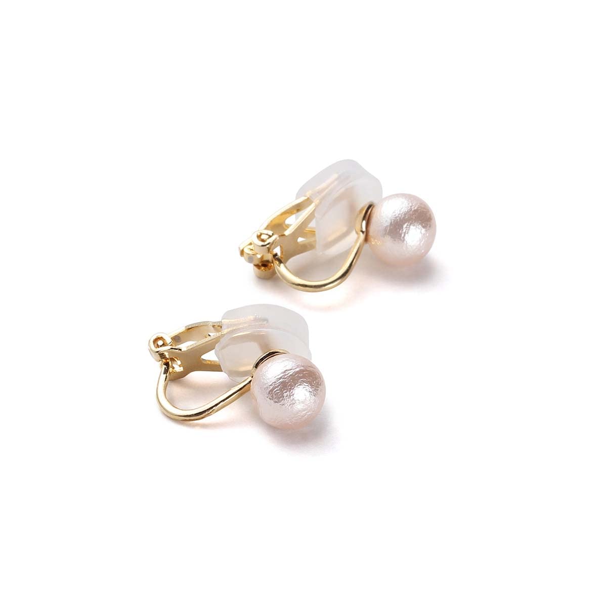 【送料無料】コットンパール イヤリング 真珠 選べる3カラー＆4サイズ ブランド3年 色：ライトピンク