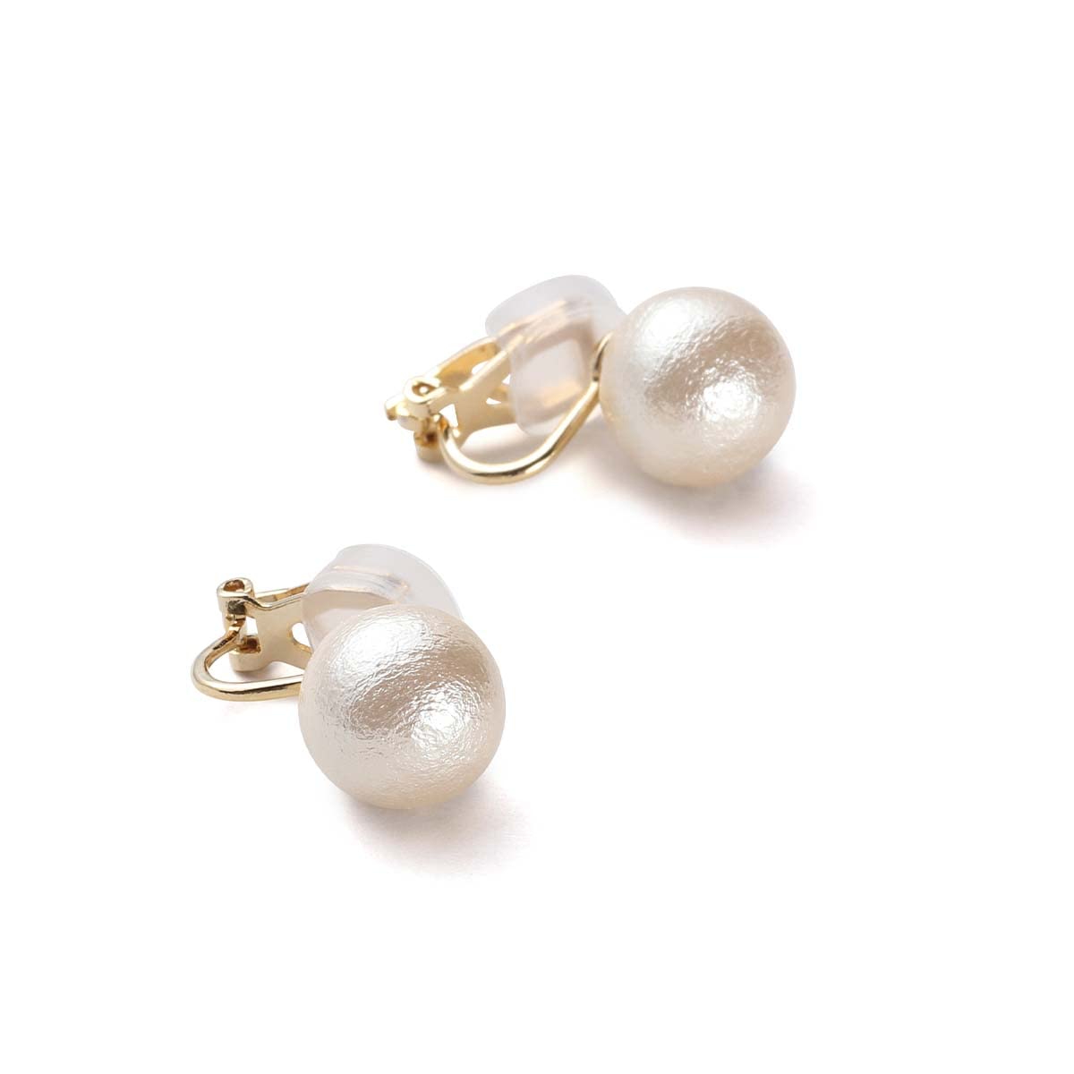 【送料無料】コットンパール イヤリング 真珠 選べる3カラー＆4サイズ ブランド3年 色：ライトベージュ