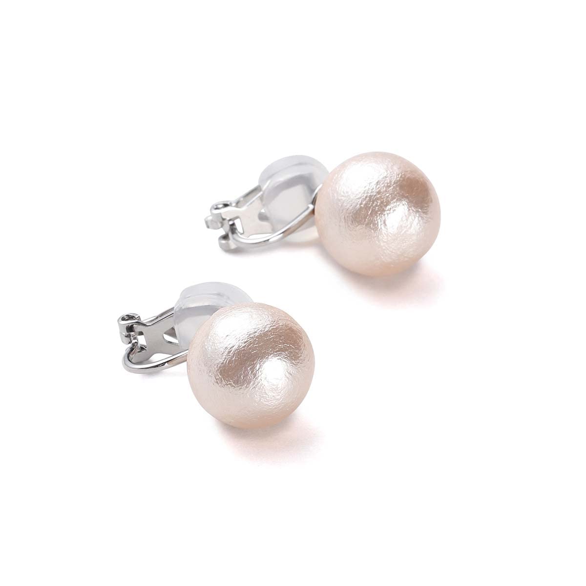 【送料無料】コットンパール イヤリング 真珠 選べる3カラー＆4サイズ ブランド3年 色：ライトピンク