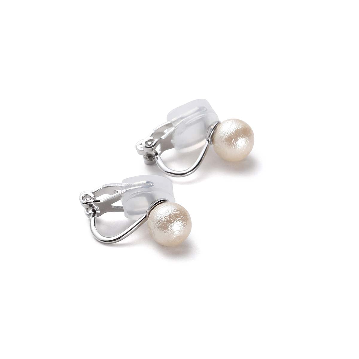 【送料無料】コットンパール イヤリング 真珠 選べる3カラー&4サイズ ブランド3年 色:ライトベージュ