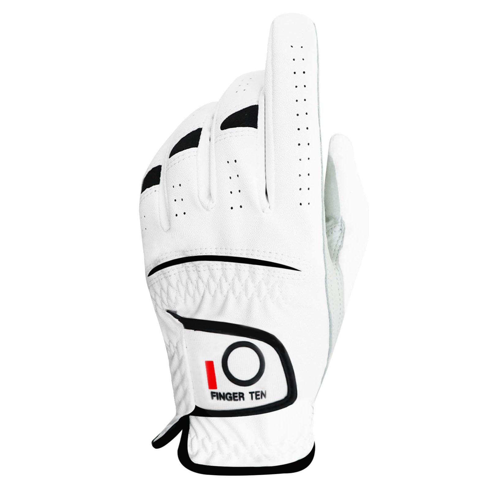 【送料無料】ゴルフグローブ メンズ 天然羊革（手のひら）/合成皮革（手の甲）柔らかめ 伸縮 通気 耐摩耗 滑りにくいグリップ 雨 汗に強い 全天候モデル ゴルフウェア メーカー品質 色：ホワイト、サイズ：23