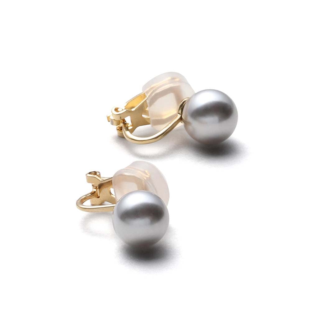 【送料無料】[VOTRE COUTURE] 国産パールイヤリング ゴールド グランプレミアム 選べるカラー パール 真珠 6mm 8mm 10mm珠 ブランド3年 色：真鍮製_シルバーグレー、サイズ：8mm