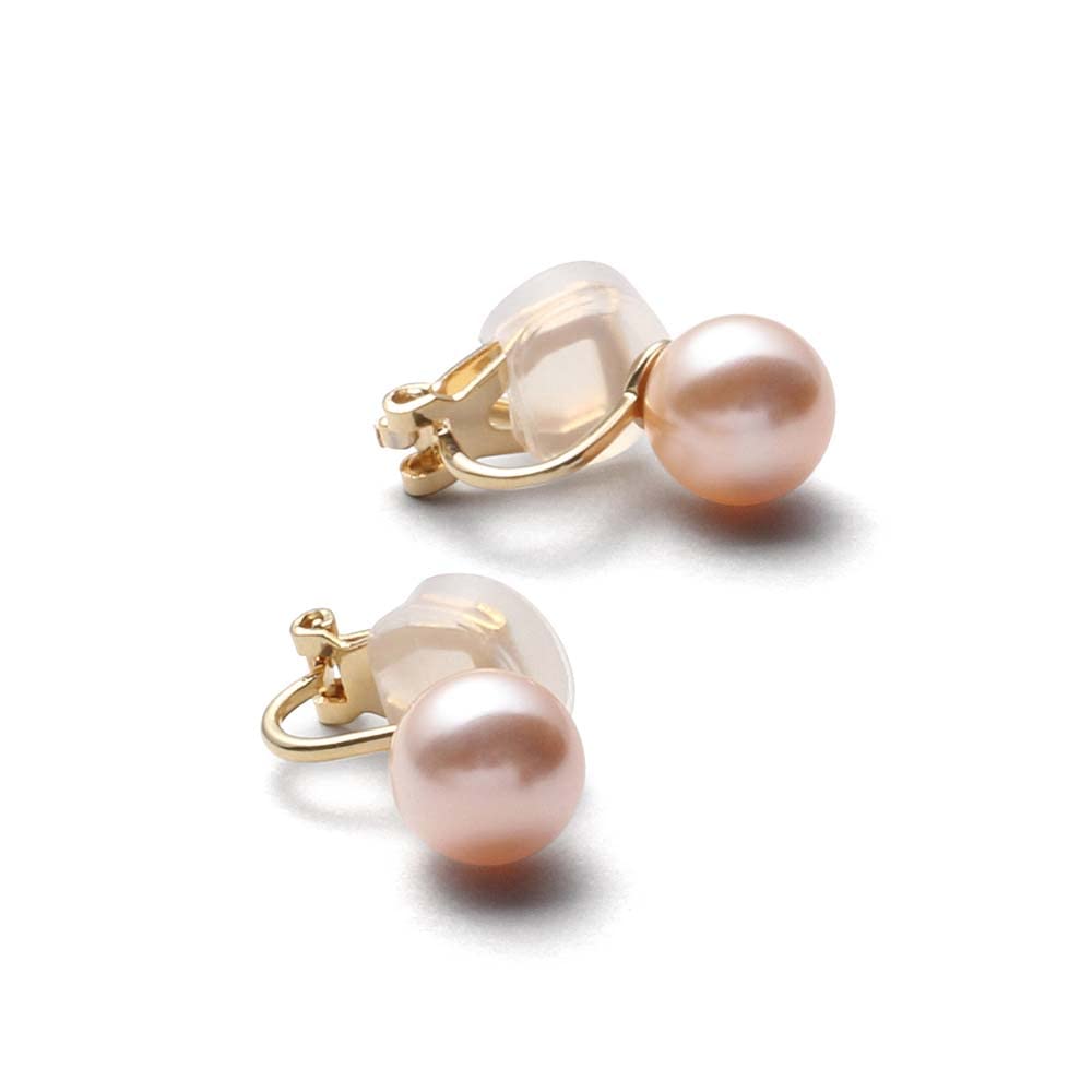 【送料無料】[VOTRE COUTURE] 国産パールイヤリング ゴールド グランプレミアム 選べるカラー パール 真珠 6mm 8mm 10mm珠 ブランド3年 色：真鍮製_チェリーピンク、サイズ：8mm