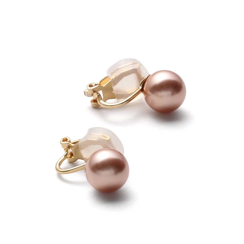 【送料無料】[VOTRE COUTURE] 国産パールイヤリング ゴールド グランプレミアム 選べるカラー パール 真珠 6mm 8mm 10mm珠 ブランド3年 色：真鍮製_ローズゴールド、サイズ：6mm