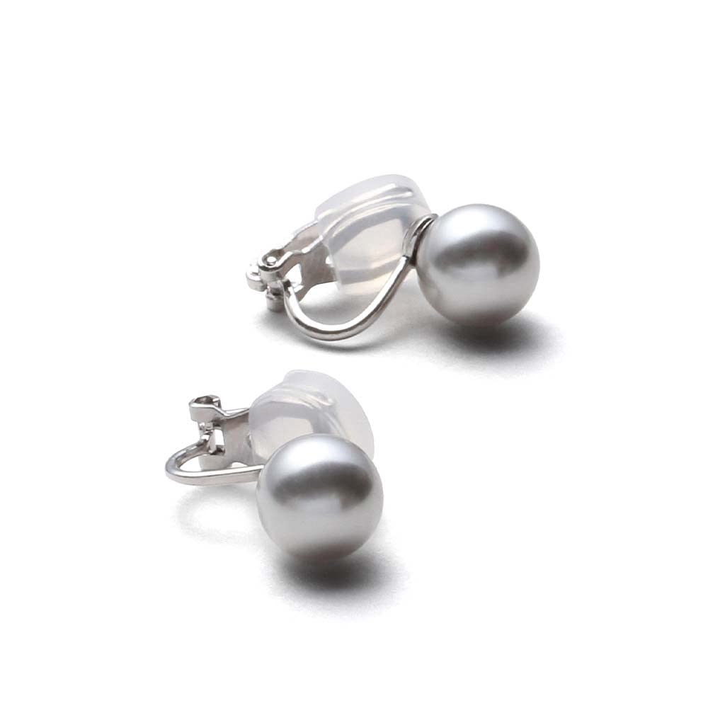 【送料無料】[VOTRE COUTURE] 国産パールイヤリング シルバー グランプレミアム 選べるカラー パール 真珠 6mm 8mm 10mm珠 ブランド3年 色：真鍮製_シルバーグレー、サイズ：10mm