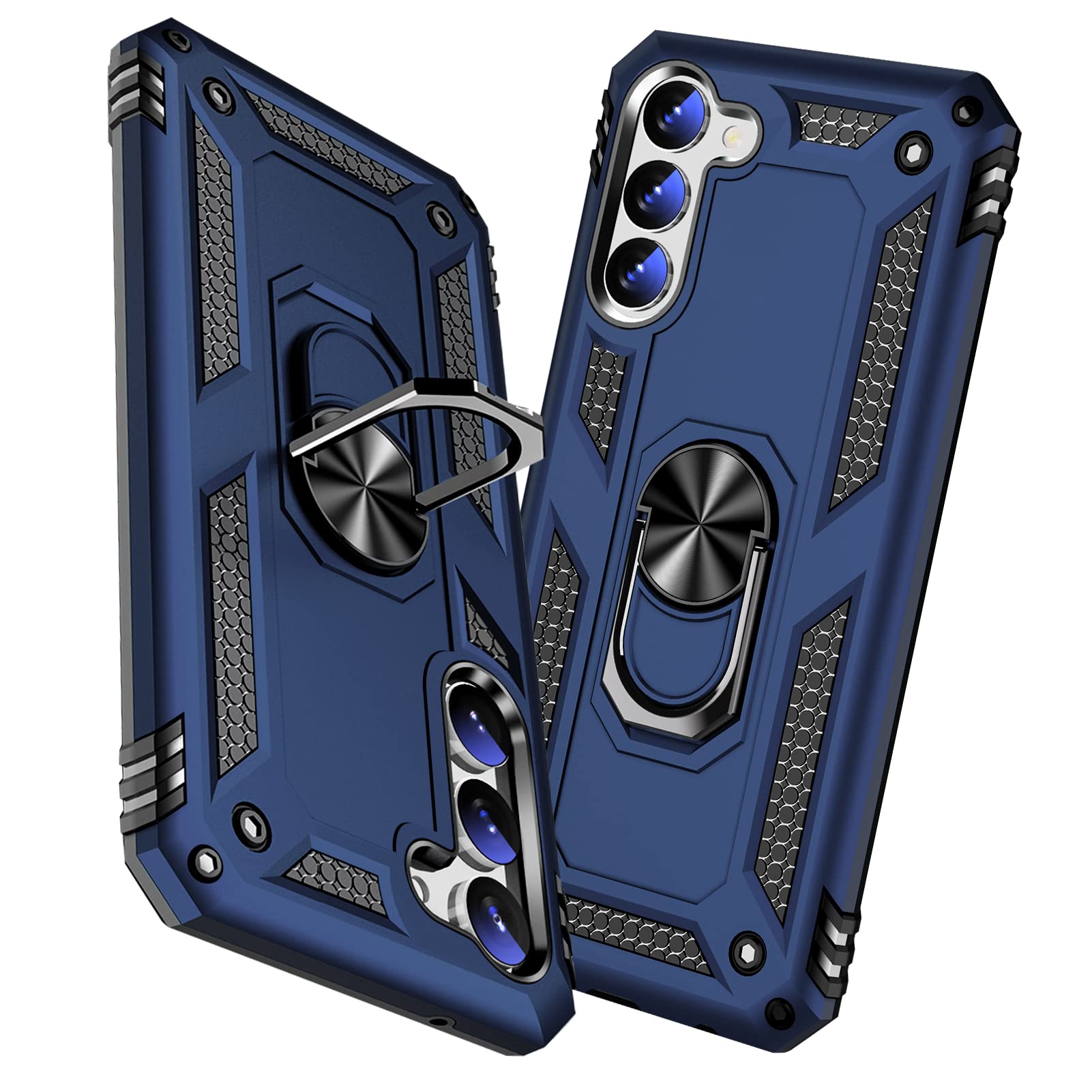 【送料無料】TMUJWS Galaxy S23 ケース リング 耐衝撃 衝撃吸収 SC-51D SCG19 ケース 全面保護 カメラ保護 スタンド付き TPU+PCバンパー 二重構造 360度回転 防塵 ギャラクシー s23 スマートホンケース 車載ホルダー対応 黄変防 色：ブルー、サイズ：Samsung Galaxy S23