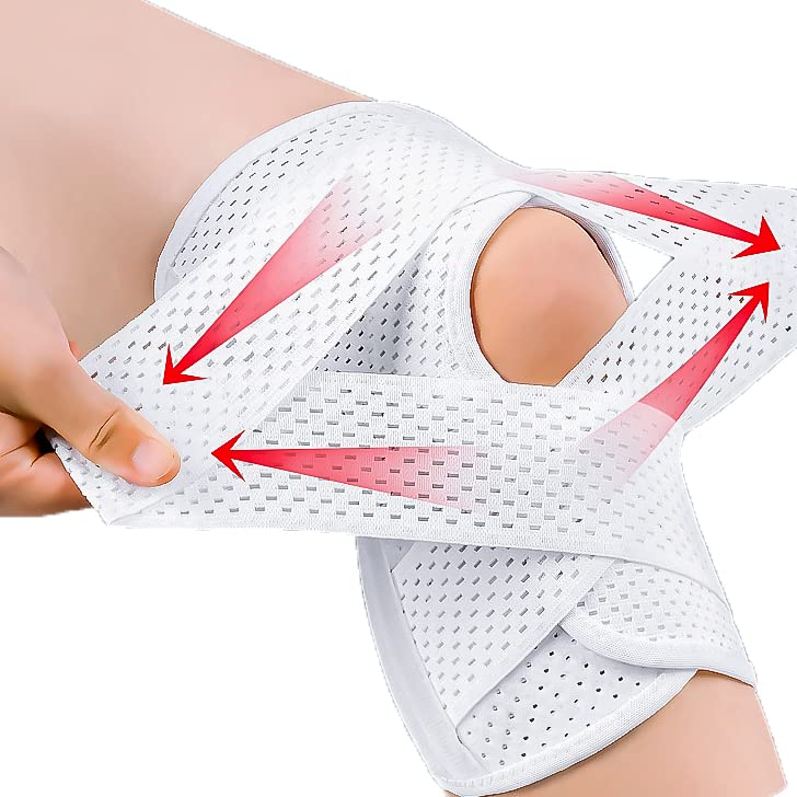 【送料無料】DALO 膝サポーター 薄手 加圧バンド 靭帯 膝安定 伸縮性 通気性 スポーツ 日常生活 男女兼用 左右兼用 サイドバネ ランニング 【 KS-1 】 色：ホワイト、サイズ：L