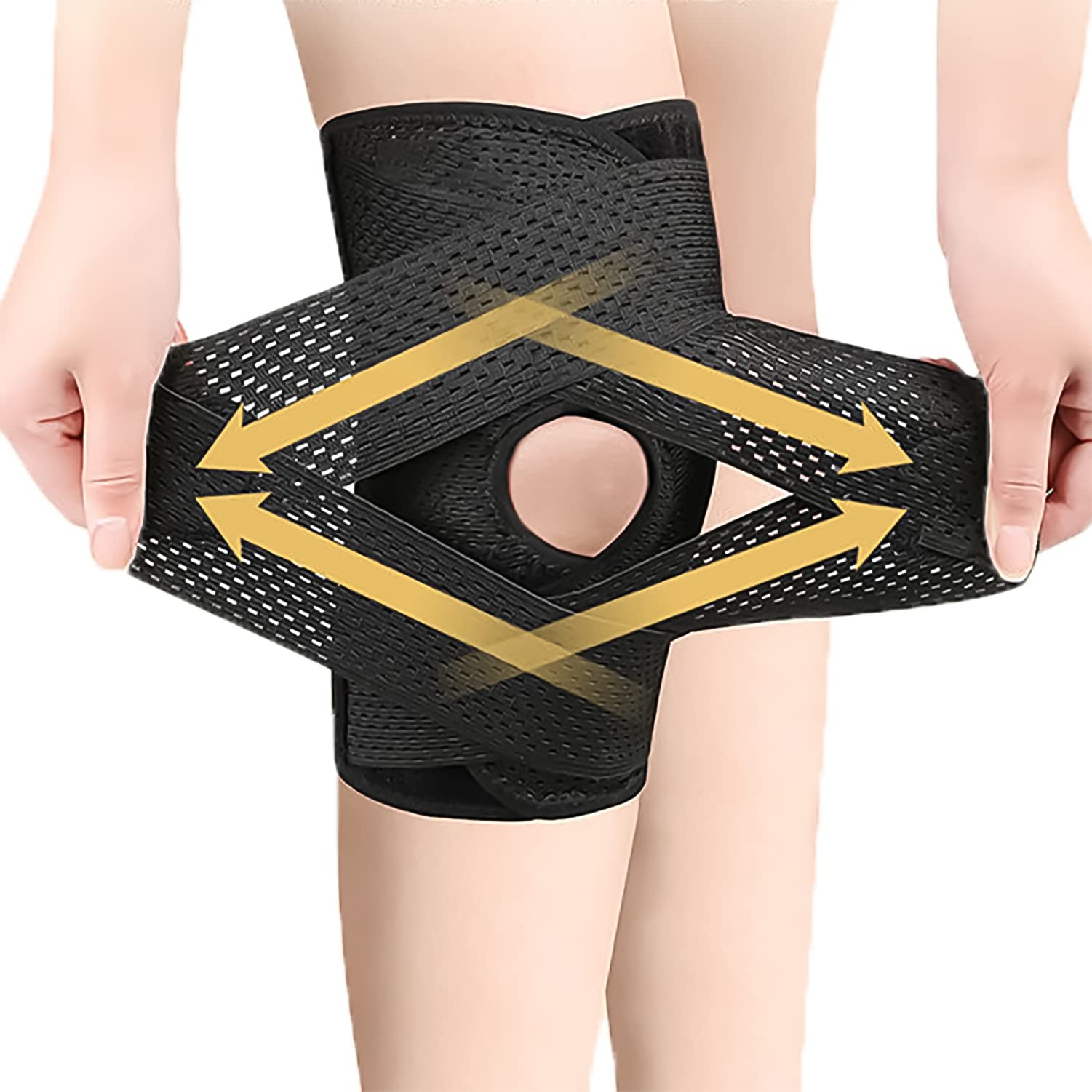 【送料無料】DALO 膝サポーター 薄手 加圧バンド 靭帯 膝安定 伸縮性 通気性 スポーツ 日常生活 男女兼用 左右兼用 サイドバネ ランニング 【 KS-1 】 色：ブラック、サイズ：M