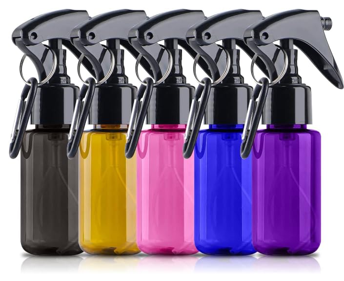 【送料無料】スプレーボトル アルコール霧吹き 5個セット 細かい霧を噴霧す 詰替ボトル 伸縮ストラップ キーホルダー付き 持ち歩き 化粧品 旅行 容器 小分け 除菌 霧吹き 消毒 60ml ボトル5個+カラビナ
