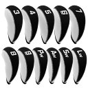 【送料無料】ゴルフアイアンカバー 11枚セット ネオプレン素材 番手付き スリクソン キャロウェイ タイトリスト ピン対応 男女兼用 色:白&黒アイアンカバー