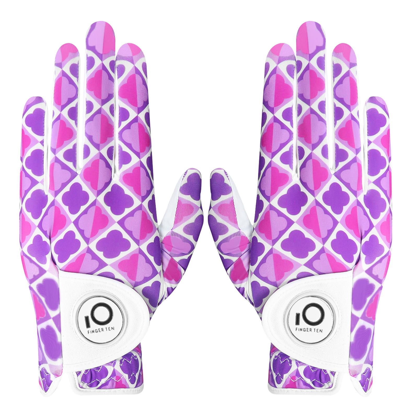 【送料無料】ゴルフグローブ レディース 両手 羊革とマイクロファイバーレザー ストレッチ生地 ソフト ..