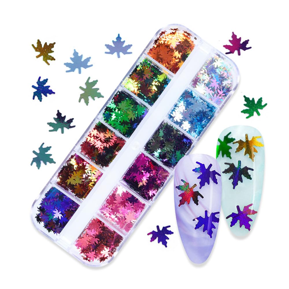 【送料無料】JYF.QUANYI 雪の結晶 紅葉 ホログラム カラフルスパンコール レジン ネイル 封入パーツ DI..