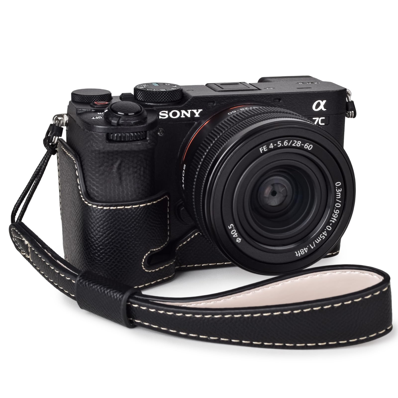 【送料無料】Rieibi ソニー α7CII ケース腕ストラップ付き 色：ブラック、サイズ：腕ストラップ付きセット