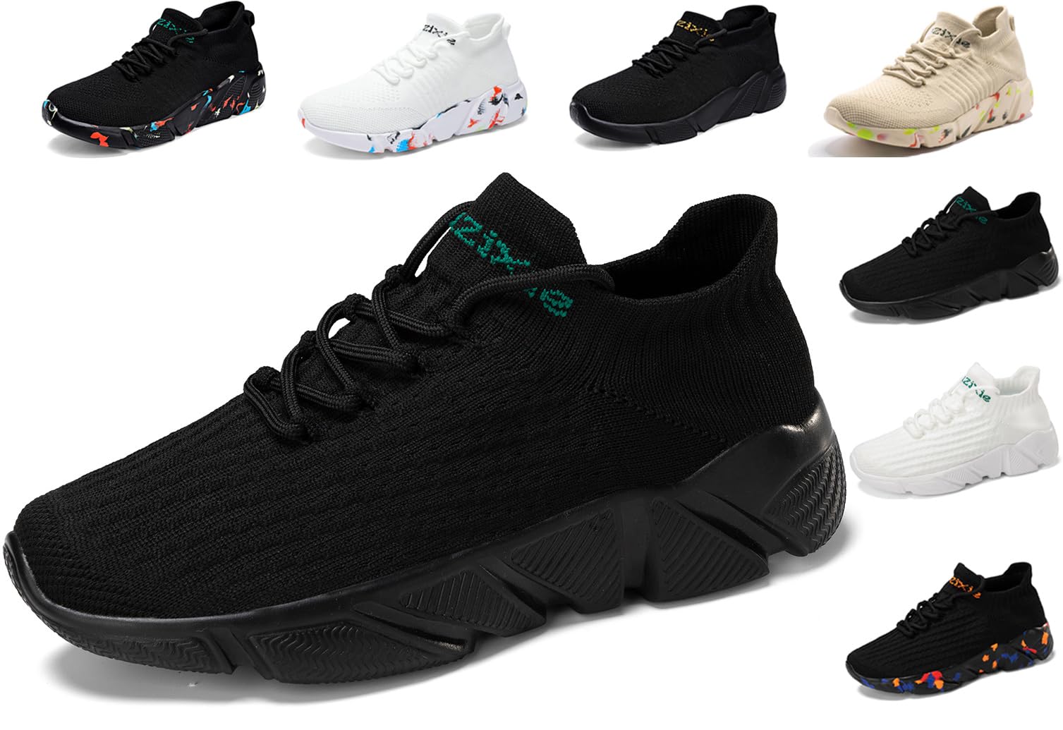 【送料無料】[Chomena] シューズ メンズ レディース スニーカー ランニングシューズ スポーツシューズ 運動靴 黒 白 ウォーキングシューズ スリッポン トレーニング カップル 靴 ジョギング 厚底 幅広 大きい 人気 男女兼用 カジュアル 色：ブラック2、サイズ：28.0 cm