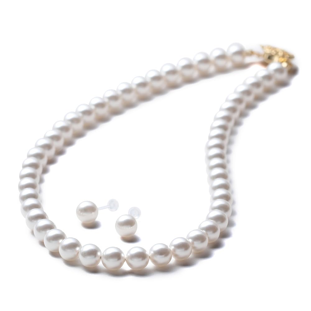 【送料無料】[VOTRE COUTURE] パールネックレスセット 8mm ゴールド 樹脂ピアス 樹脂イヤリング