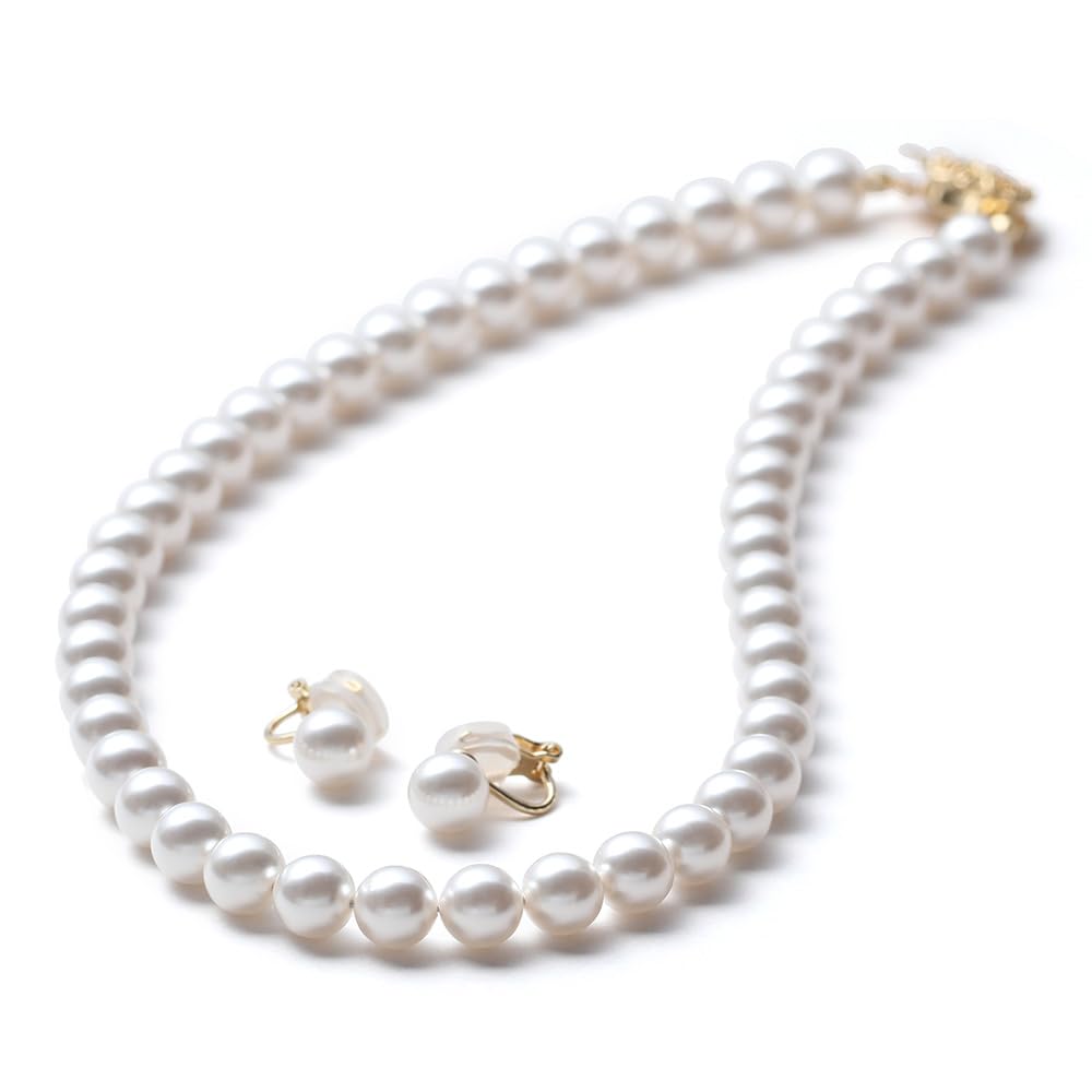 【送料無料】[VOTRE COUTURE] パールネックレスセット 8mm ゴールド チタンピアス 真鍮イヤリング