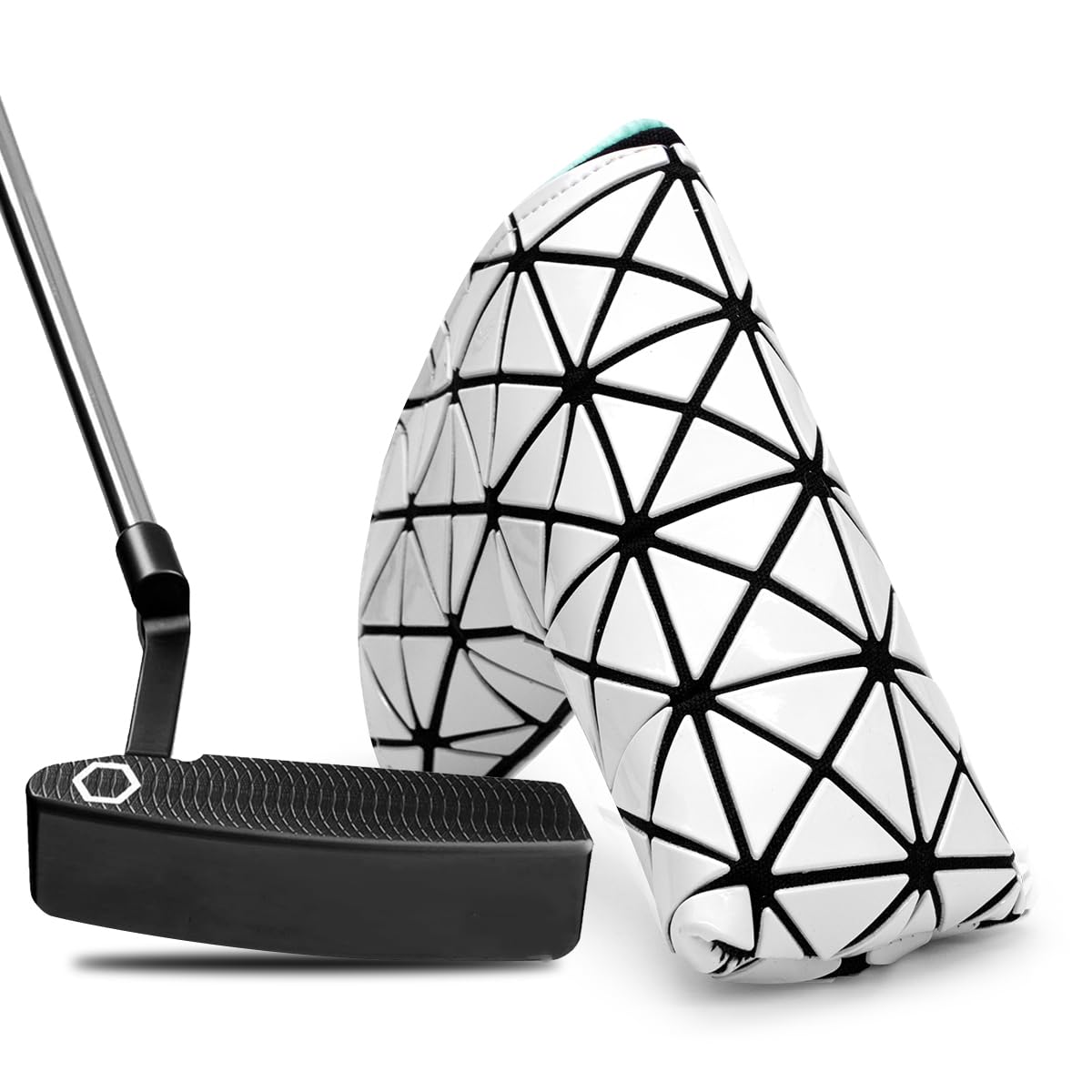 【送料無料】Miyake Style ゴルフパターカバー ブレードパターカバー レザー マグネット付き 人気 全ブランドに適合 色:ホワイト