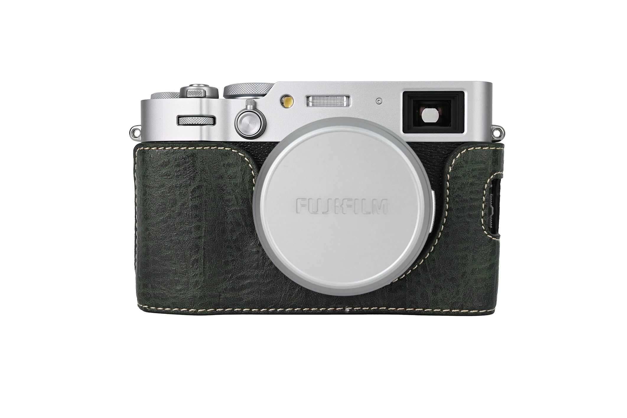 【送料無料】Rieibi X1006 ボディケース、 X100VI専用 ケース デジタルカメラ fuji X100VI ケース 富士 デジタルカメラ X100VI ハーフ保護カバー X1006 ベースケース 電池交換便利 三脚ネジ穴付き PUレザー 色：グリーン