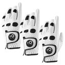 【送料無料】ゴルフグローブ メンズ 3枚セット 天然皮革と合成皮革の組み合わせ 柔らかめ 伸縮 通気 耐摩耗 滑りにくいグリップ 雨 汗に強い 全天候モデル ゴ...