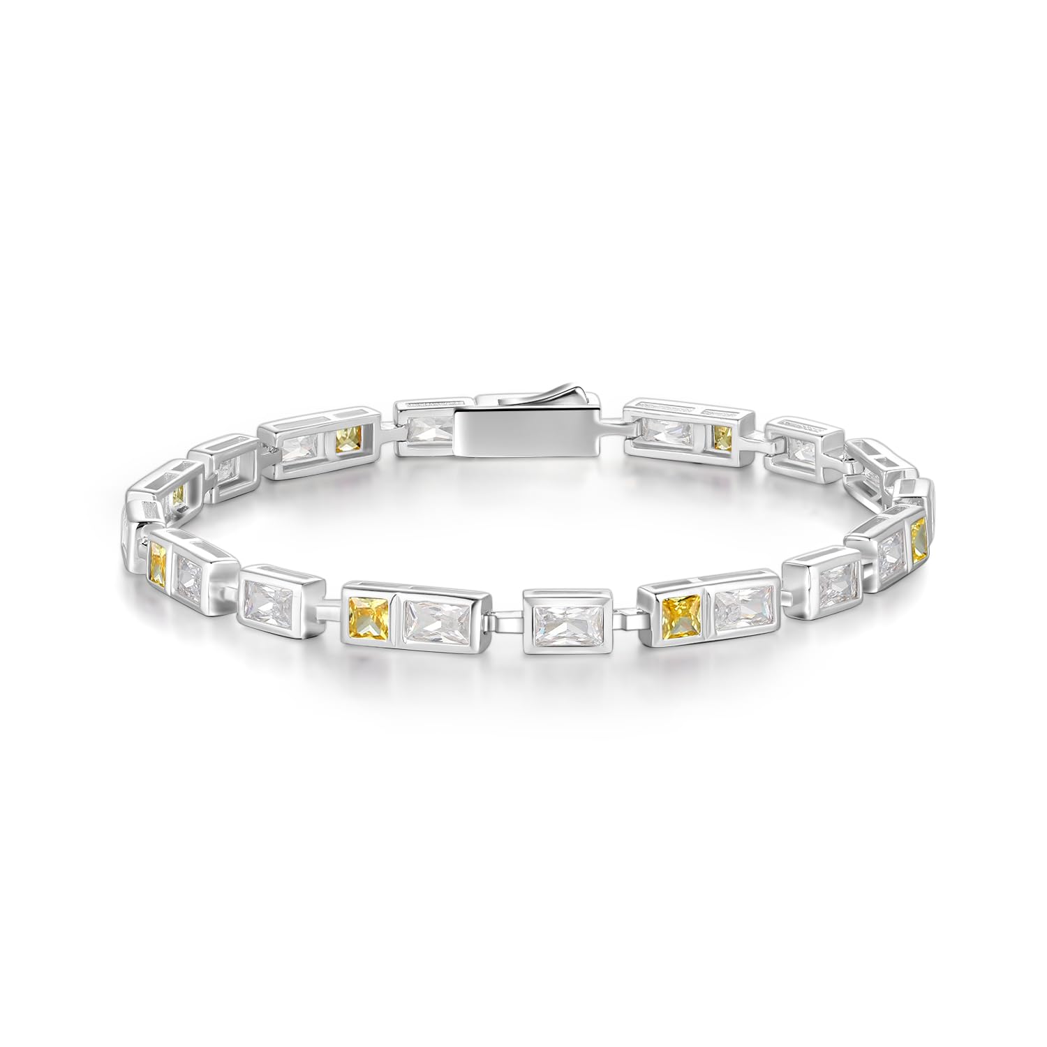 【送料無料】FANCIME テニス ブレスレット レディース メンズブレスレット 12ヶ誕 誕生石 四角形 2色 ジルコニア パワーストーン 18.5cm 17...