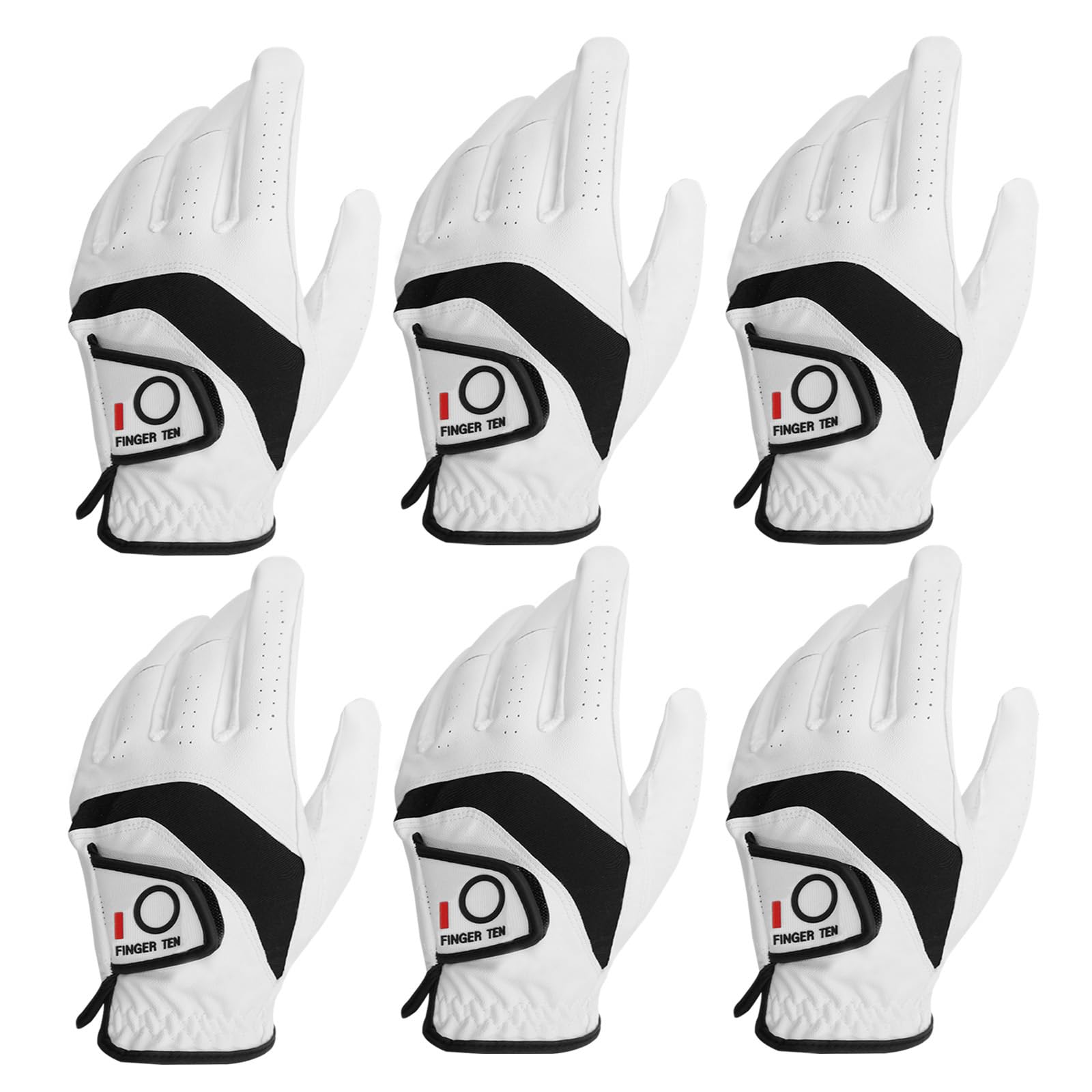 【送料無料】ゴルフグローブ メンズ 6枚セット 天然羊革と合成皮革の組み合わせ 頑丈 柔らかめ 伸縮 通気 滑りにくいグリップ 雨 汗に強い 全天候 ゴルフウェ...