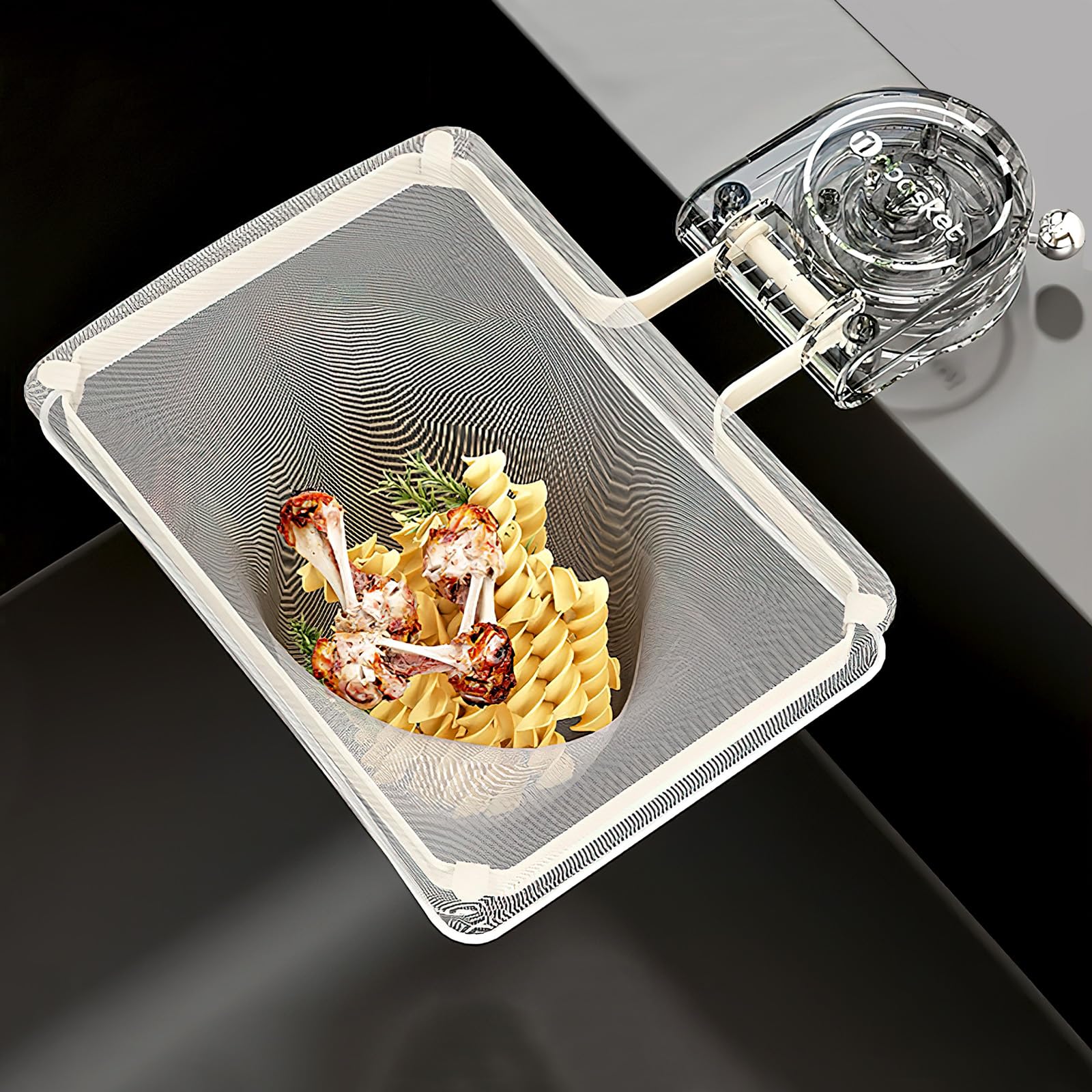 【送料無料】三角コーナーいらず 強力吸盤 サンカクコーナー 水切りネット ホルダー 生ゴミ処理 ゴミ受け キッチン シンク 台所 水切りネット50枚付き LATTCURE(ホワイト) 色：ホワイト、サイズ：21.6×16.3cm