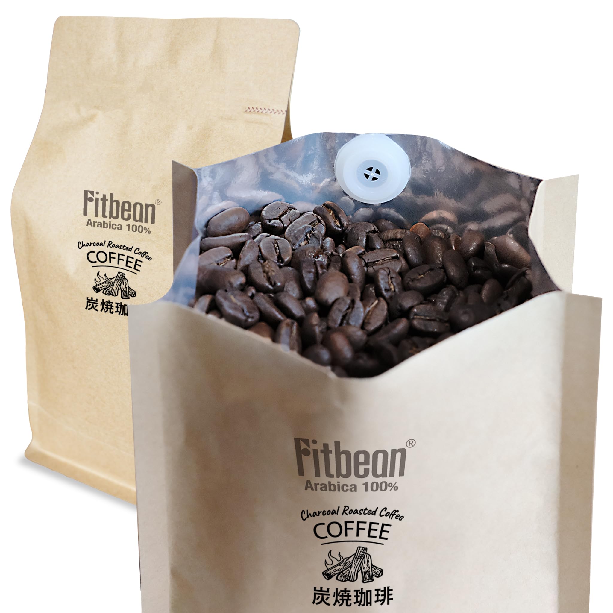 【送料無料】Fitbean 炭焼き コーヒー豆 サイズ：450(x2)