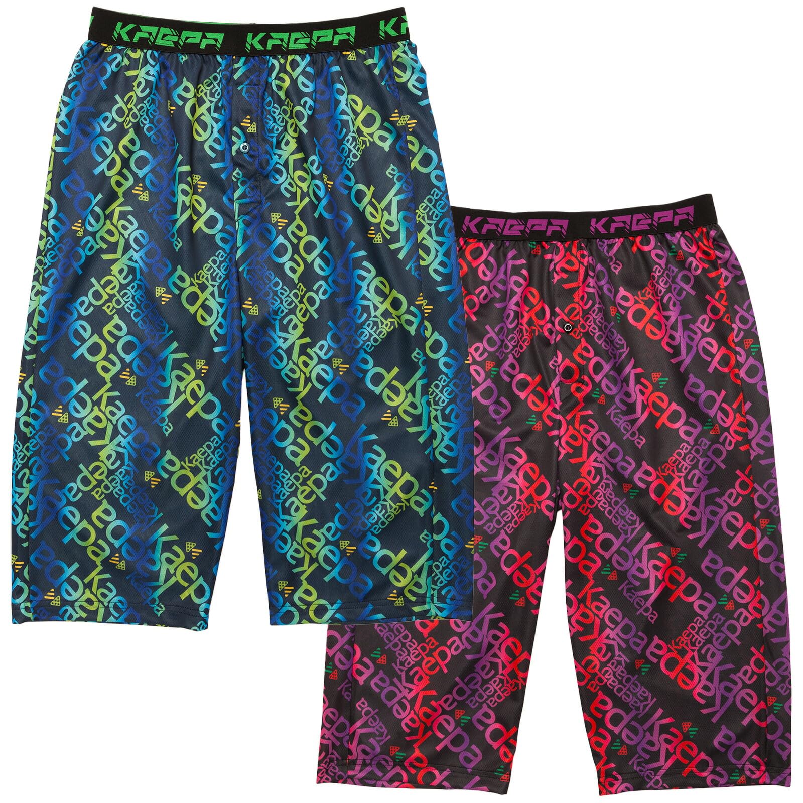 【送料無料】[Kaepa] [ケイパ] ステテコ メンズ 前開き 2枚 セット 7分丈 ボトムス 半ズボン パンツ ルームウェア 部屋着 ウエストゴム 春 夏 吸汗 速乾 涼しい 肌触り スポーツ アウトドア プリント柄 色：2枚Aセット、サイズ：L
