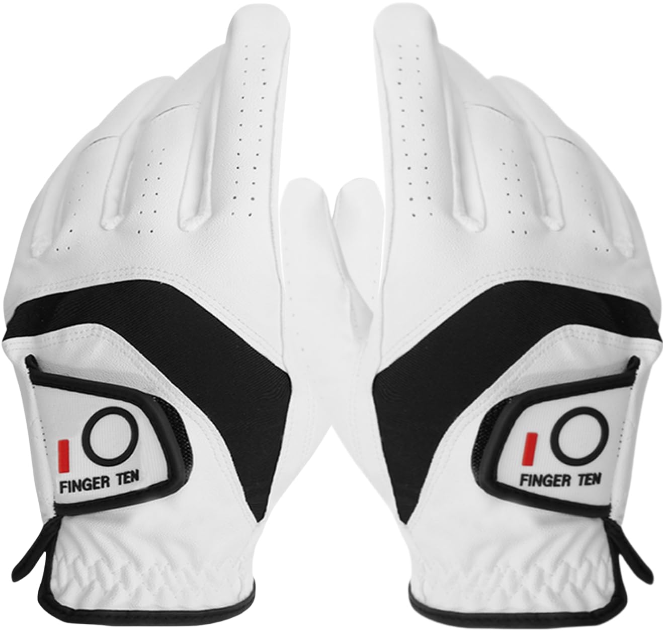 【送料無料】ゴルフグローブ メンズ 2枚セット 天然皮革と合成皮革の組み合わせ 柔らかめ 伸縮 通気 耐摩耗 滑りにくいグリップ 雨 汗に強い 全天候モデル ゴルフウェア メーカー品質 LSZ-628 色：ホワイト、サイズ：25