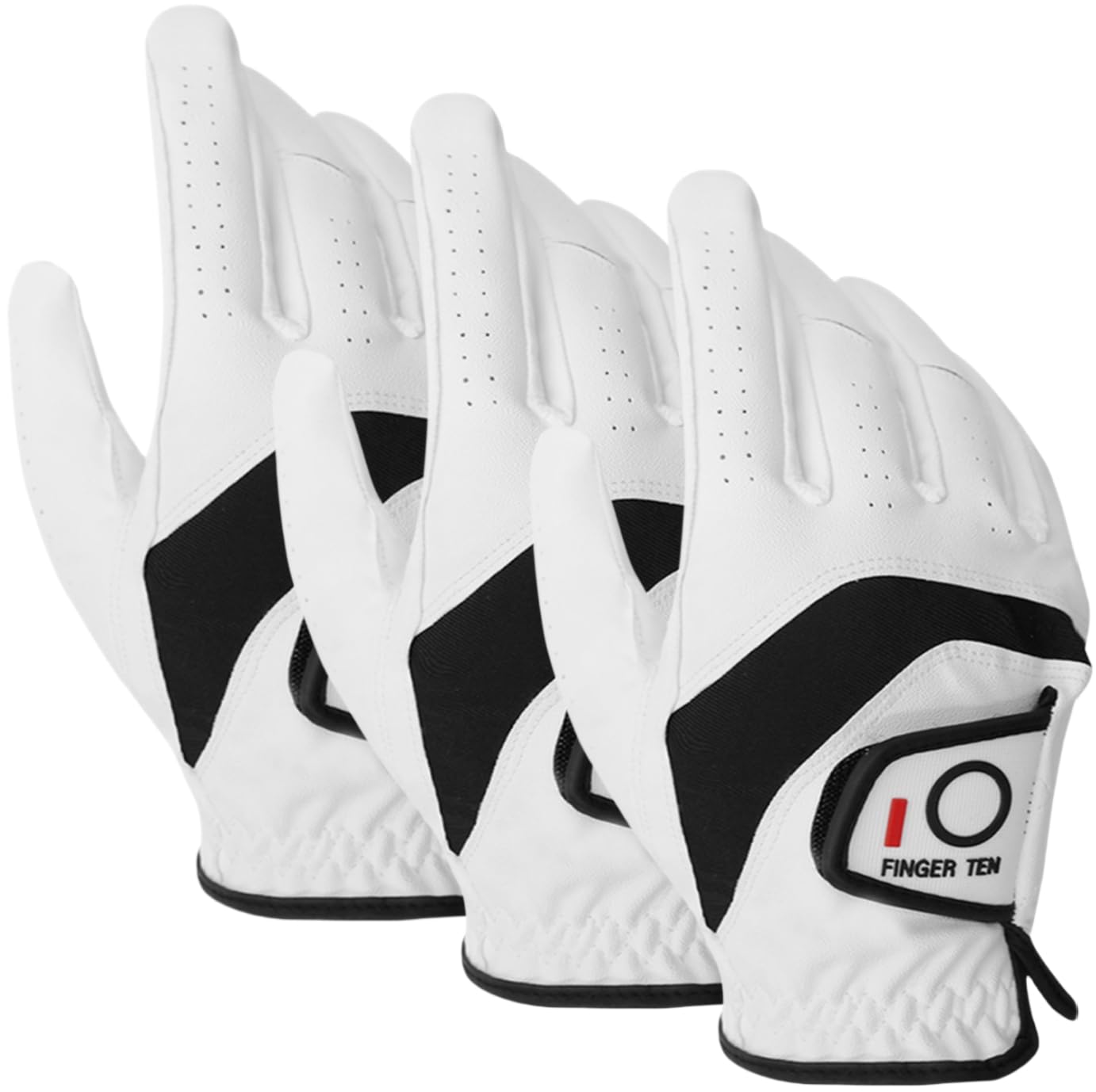 【送料無料】ゴルフグローブ メンズ 3枚セット 天然羊革と合成皮革の組み合わせ ソフト 柔らかめ 伸縮性 通気性 滑りにくいグリップ 雨 汗に強い 全天候モデル ゴルフウェア SWPY-610 色：ホワイト、サイズ：26