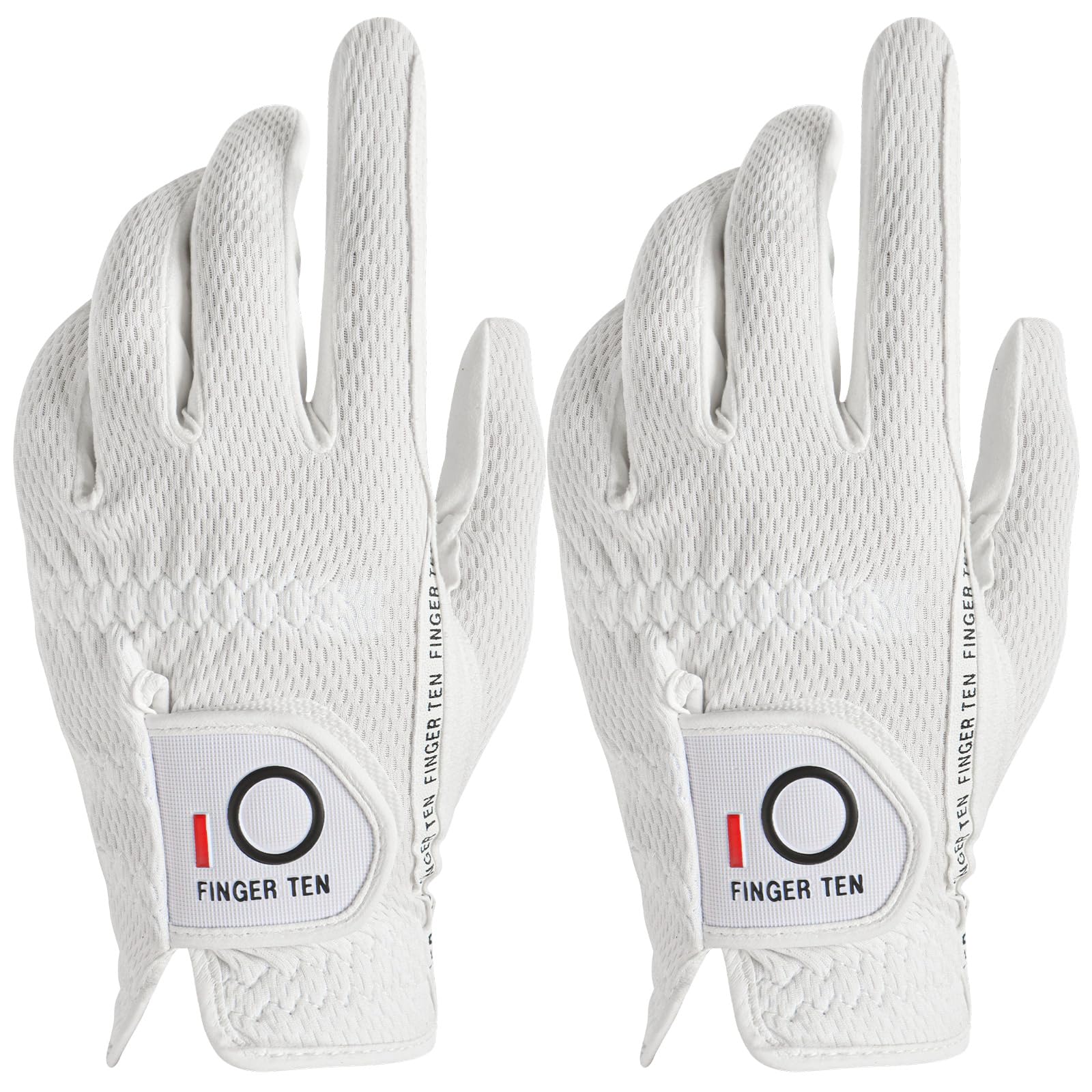 【送料無料】ゴルフグローブ メンズ 2枚セット スエード調合成皮革 繊維布 メッシュ素材 ソフト 通気 速乾 耐磨耗性 汗防止 マジックテープ 多機能 全天候型 ゴルフウェア 色：ホワイト(左手用2枚)、サイズ：25