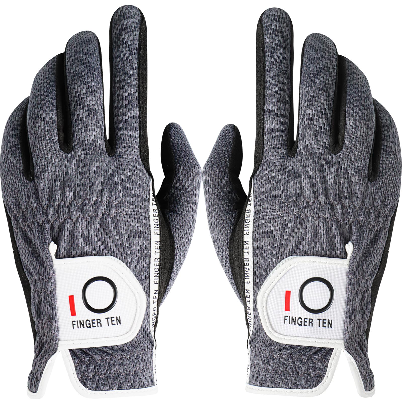 【送料無料】ゴルフグローブ メンズ スウェード調合成皮革 繊維布 メッシュ素材 ソフト 通気 速乾 耐摩擦性 丸洗い可能 マジックテープ 多機能 全天候型 破れにくい ゴルフ用手袋 DKX-006 色：グレー(両手用)、サイズ：23