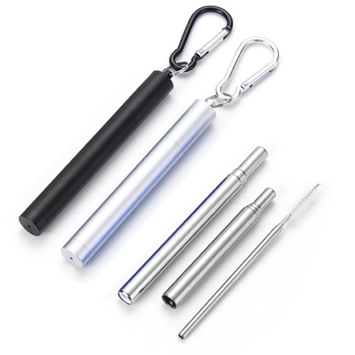 【送料無料】SITEDAN ステンレスストロー 2本 ストロー 折り畳み式 ロング ポケットストロー 携帯 キー..