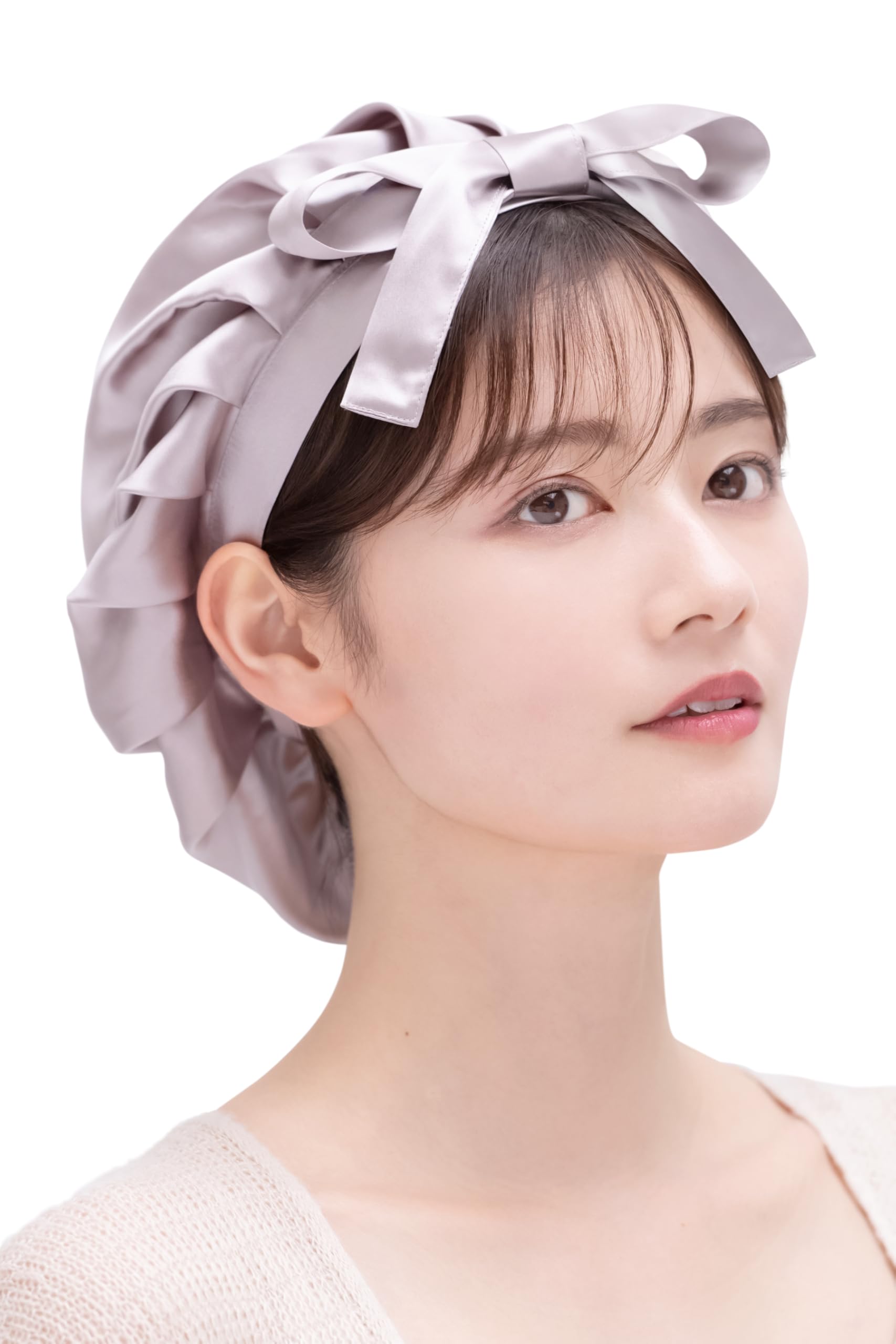 【送料無料】[COCOSILK] シルク ナイトキャップ 前結び リボン シルクキャップ ロングヘア シルク100% ..