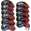 【送料無料】ゴルフアイアンカバー マグネット式開閉 ゴルフヘッドカバー ウェッジカバー 高級 PUレザー 軽量 防水 耐摩耗 番号刺繍 ヘッド保護カバー LT-...