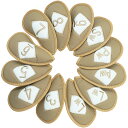 【送料無料】ゴルフアイアンカバー 12枚セット マジックテープ開閉 ゴルフヘッドカバー マイクロファイバーレザー 軽量 耐摩耗 番号刺繍 ウェッジカバー ヘッド...