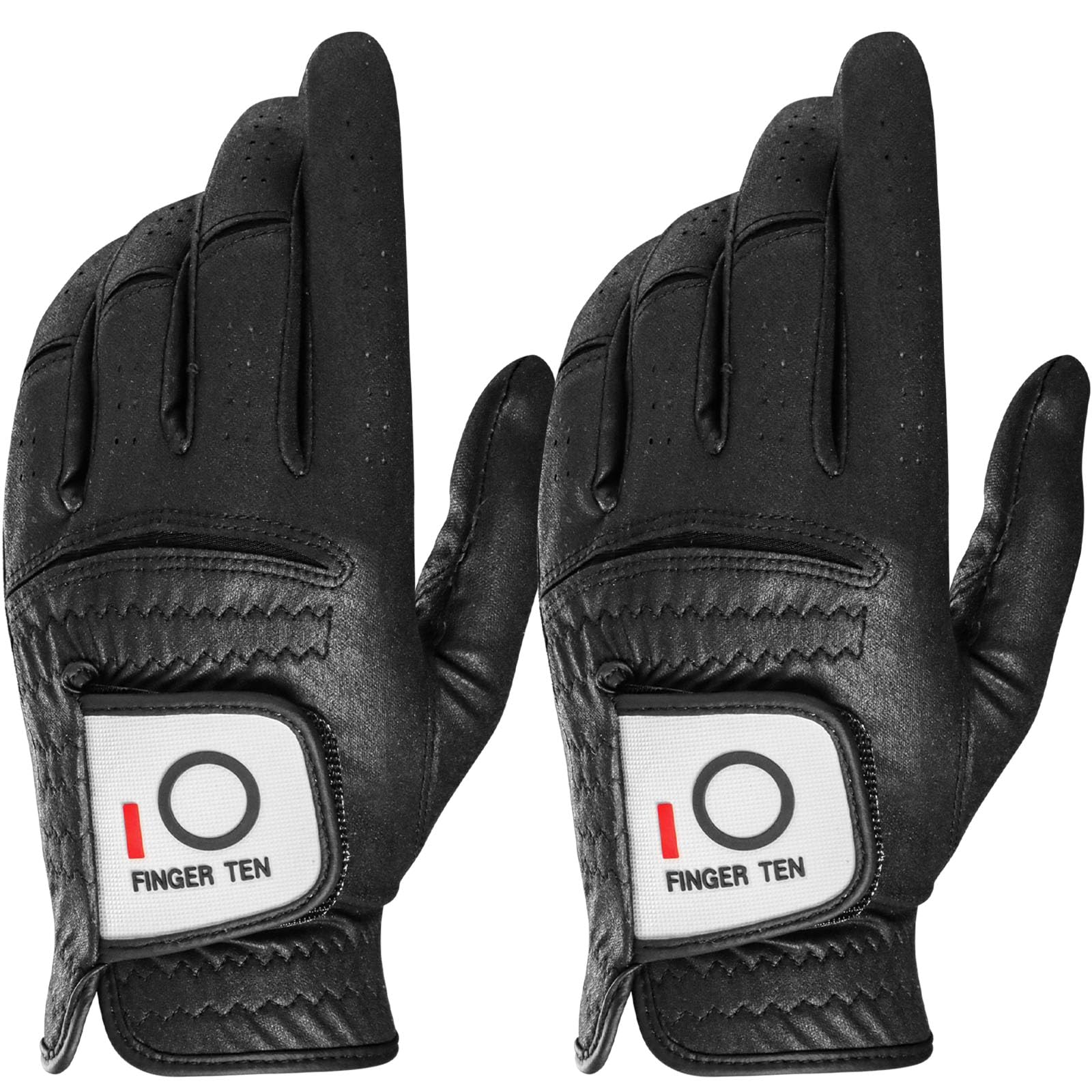 【送料無料】ゴルフグローブ メンズ マイクロファイバーレザー 2枚セット 柔らかめ 伸縮・通気・耐摩耗・滑りにくいグリップ 雨 汗に強い 全天候モデル ゴルフウェア STN16 色：ブラック（左手用2枚）、サイズ：23