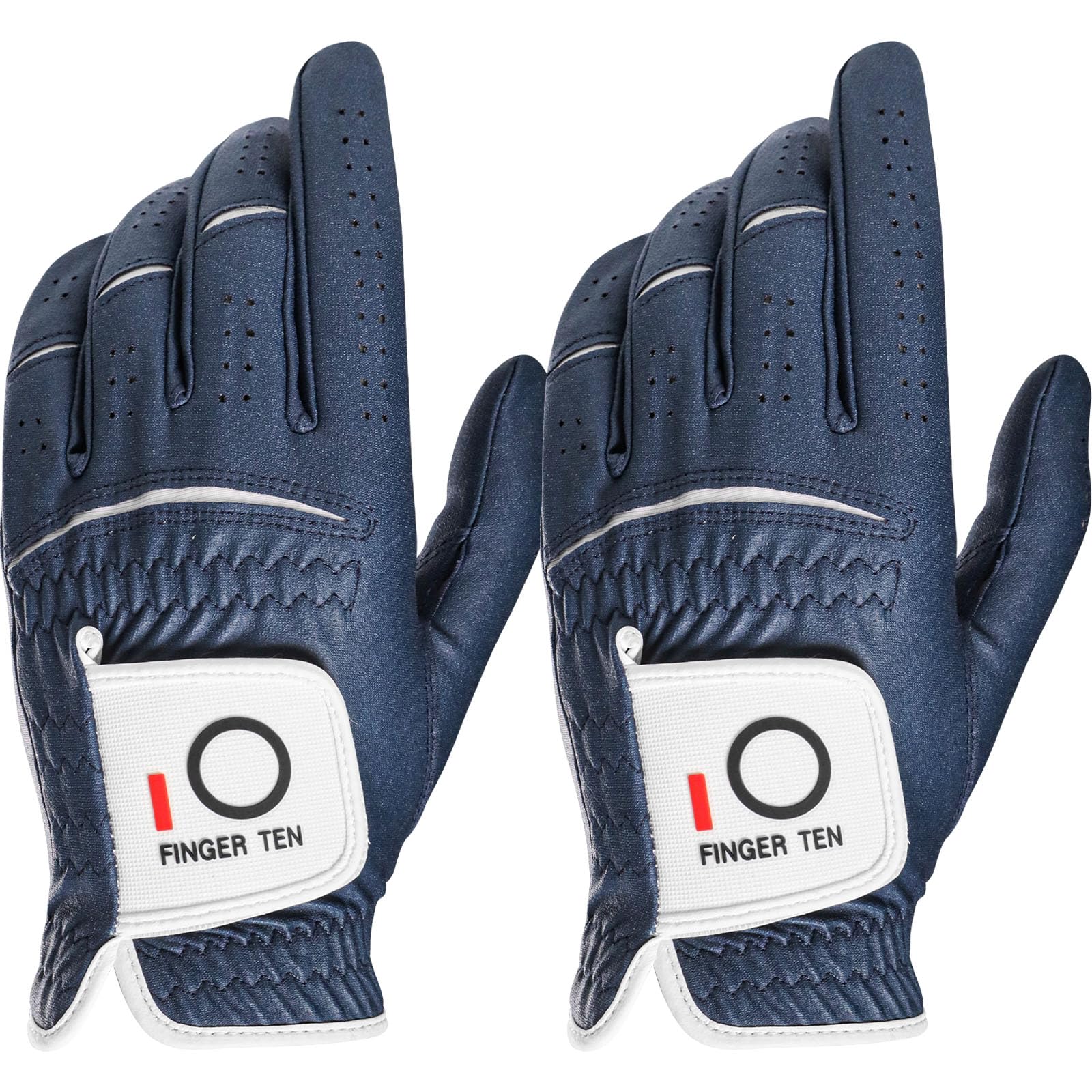 【送料無料】ゴルフグローブ メンズ マイクロファイバーレザー 2枚セット 柔らかめ 伸縮・通気・耐摩耗・滑りにくいグリップ 雨 汗に強い 全天候モデル ゴルフウェア STN16 色：ネイビー（左手用2枚）、サイズ：24