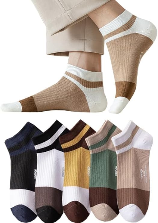 【送料無料】[Yomezuu] 靴下 メンズ 夏【防臭・抗菌・吸汗 綿】くるぶしソックス 24-28cm メンズ靴下 スポーツソックス ランニング ソックスカジュアル くつした 室内 カジュアル アウトドア 作業 旅行 春夏秋冬 色：5足セット5、サイズ：Free Size