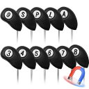 【送料無料】ゴルフアイアンカバー マグネット式開閉 両面番号刺繍 9枚/11枚セット ショート/ロングタイプ ゴルフヘッドカバー ウェッジカバー 高級PUレザー...