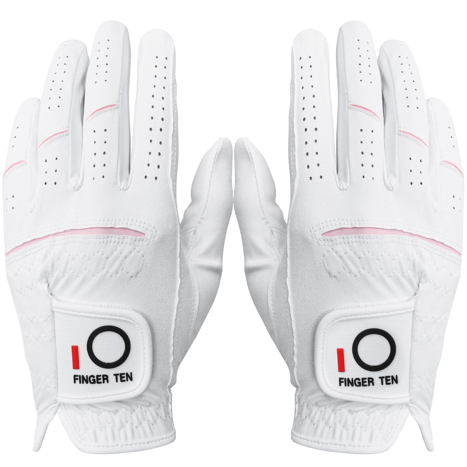 【送料無料】ゴルフグローブ レディース マイクロファイバーレザー 2枚セット 柔らかめ 伸縮・通気・耐摩耗・滑りにくいグリップ 雨 汗に強い 全天候モデル ゴルフウェア MCX18 色：ホワイト（両手用）、サイズ：21