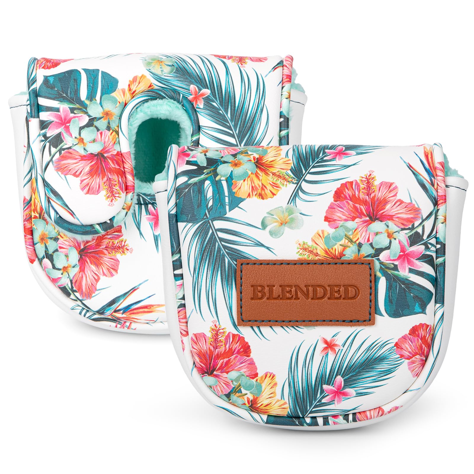 【送料無料】ゴルフパターカバー DF3 マレットパターヘッドカバー マグネット開閉式 DF3 パター用レザーマレット 色：ホワイト