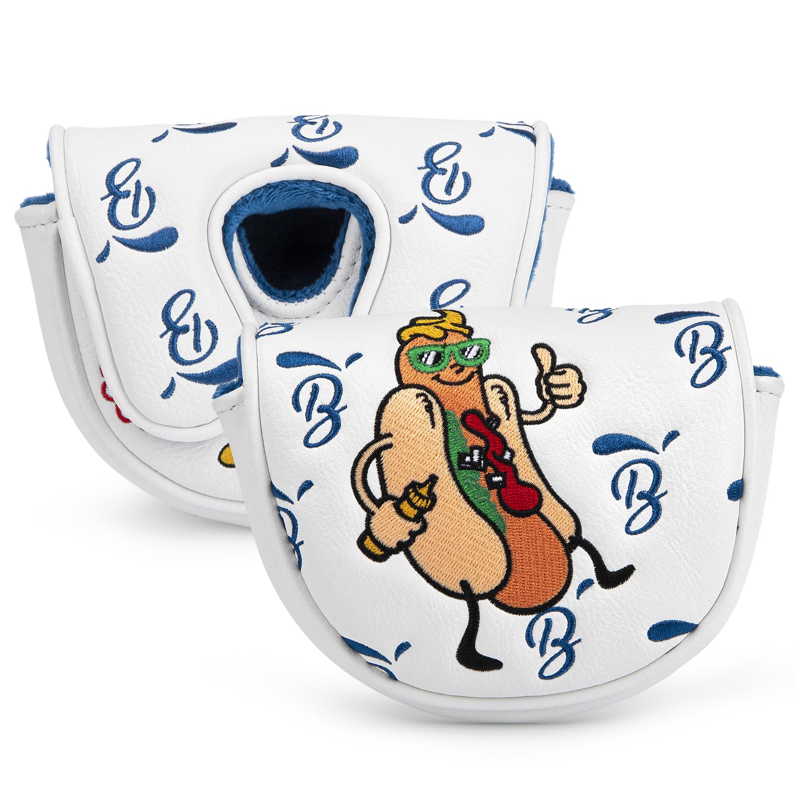 【送料無料】ゴルフパターカバー OZ1 プレミアム刺繍 ホットドッグ マレットパターヘッドカバー レザーゴルフクラブカバー マグネット開閉式 OZ1、MEZZ1...