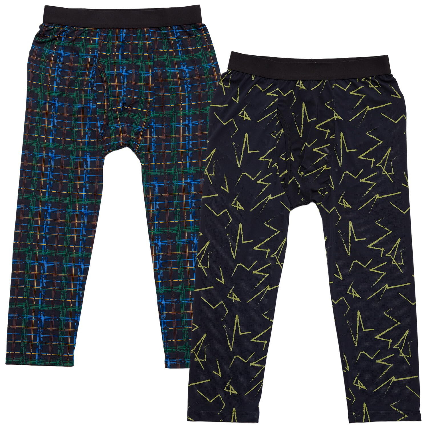 【送料無料】[Y's factory] ステテコ メンズ 2枚セット 冷感 DRY ストレッチ ひんやり COOL アンダーウエア 下着 前開き 無地 柄 吸水速乾 通気性 色：柄2枚セットA、サイズ：LL