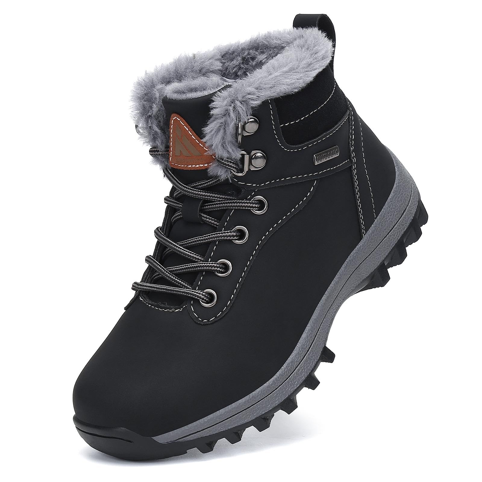 【送料無料】[Mishansha] キッズ スノーブーツ 男の子 登山靴 防寒ブーツ 裏起毛 女の子 滑らない ジュニア トレッキングシューズ 冬用 アウトドア 通学 色：ブラック、サイズ：14.0 cm